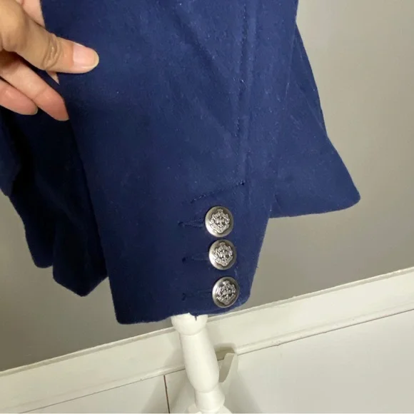 Free People Blue Peplum Military Style Pea Coat Jacket Wool Size 4 - Picture 9 of 16